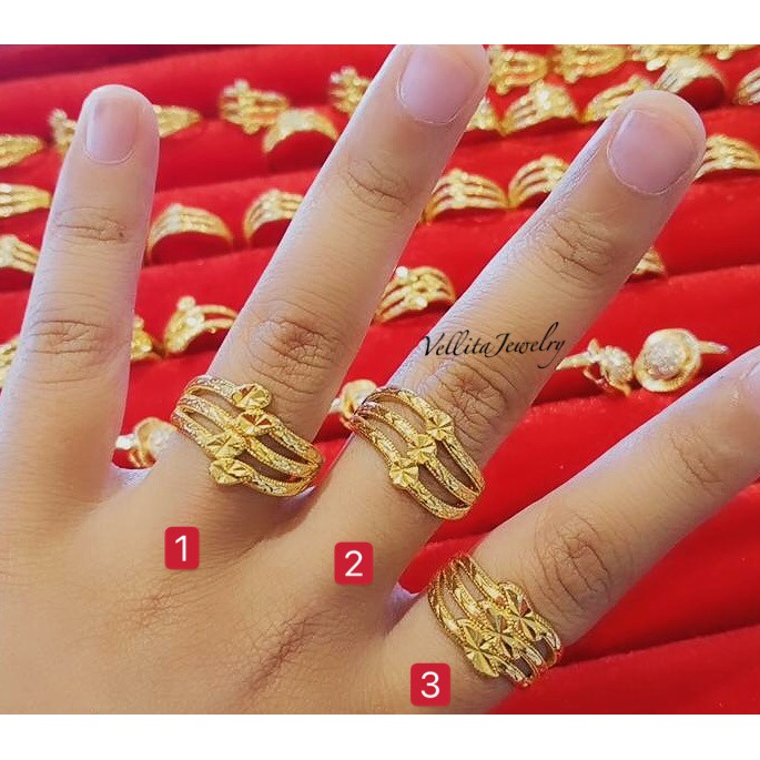 Vellita 3Types Ring Fancy 999.9 Gold Plated[Cincin Emas Korea 24K ...