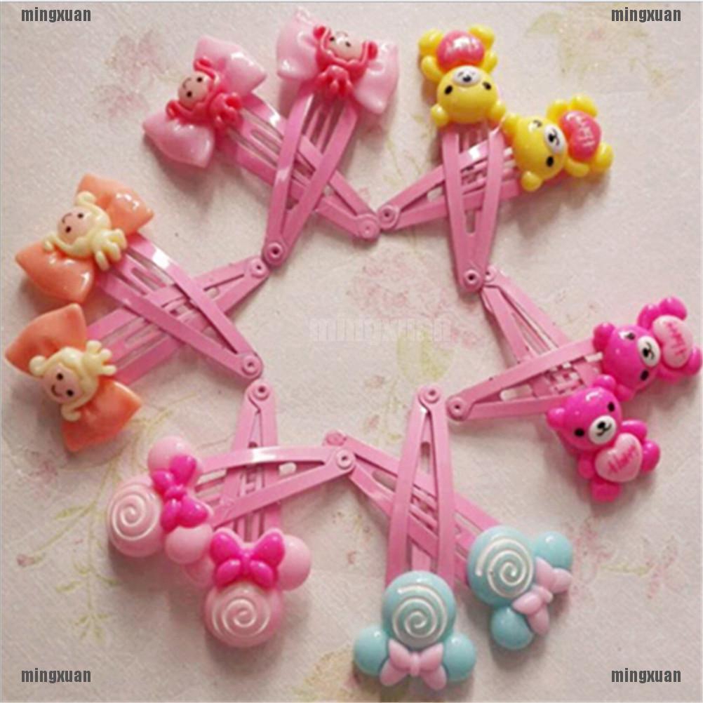 10 Pcs Cartoon Beads Candy Color Hair Clips Girls Hair Ties Kids