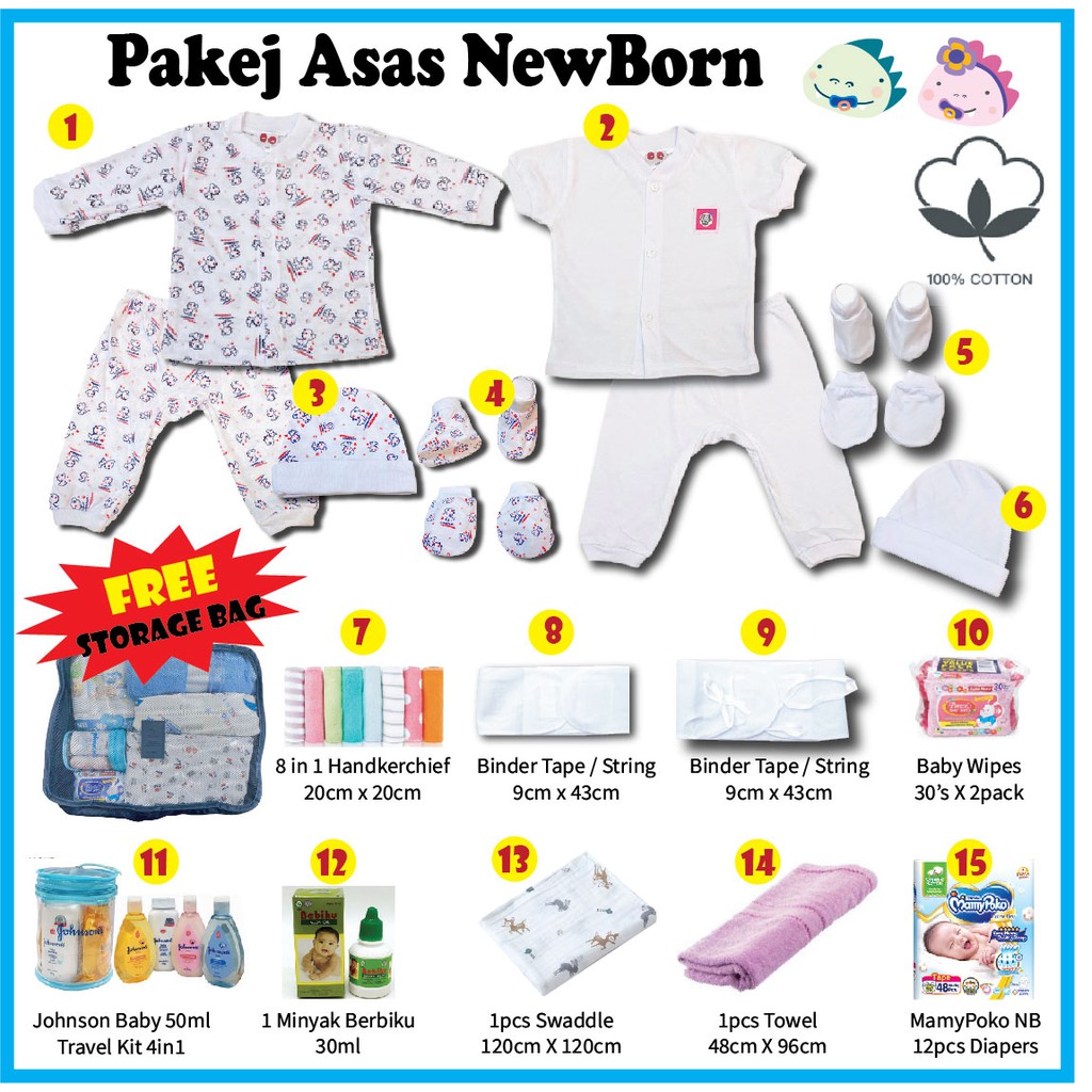 Set Baby Newborn In Labour Room Pakej Asas Bayi Baru Lahir 15 Item