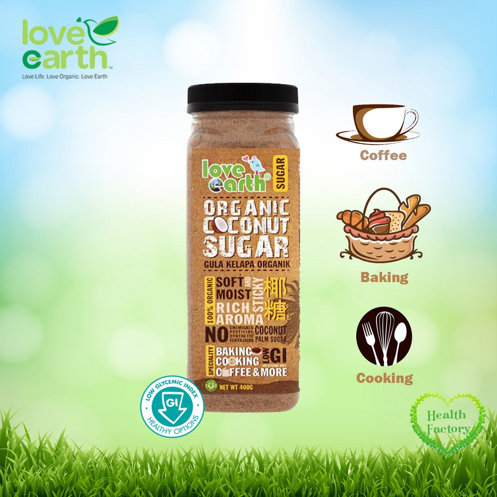 Love Earth 100 Organic Coconut Sugar 400g Gula Kelapa Organik 有机椰糖 100 Organik For Baking Cooking Coffee More Shopee Malaysia