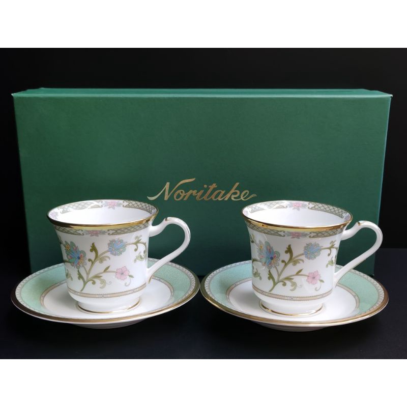 Noritake 2 Sets Made in Japan Yoshino Green 9983 Bone China American