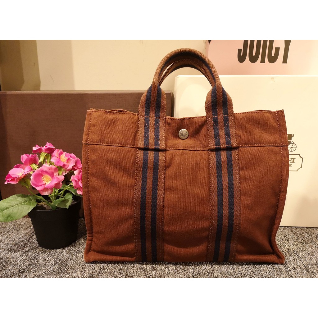 hermes canvas tote bag