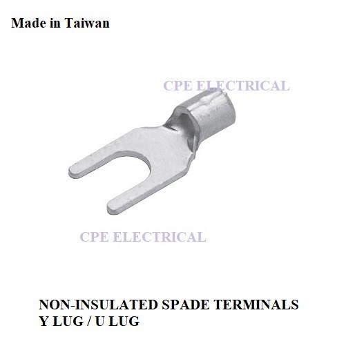 1.5mm 2.5mm NON INSULATED SPADE TERMINALS Y Lug U Lug TAIWAN 100pcs