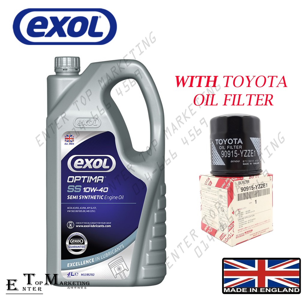 EXOL OPTIMA SS 10W40 Semi Synthetic 4L Engine Oil Toyota ...
