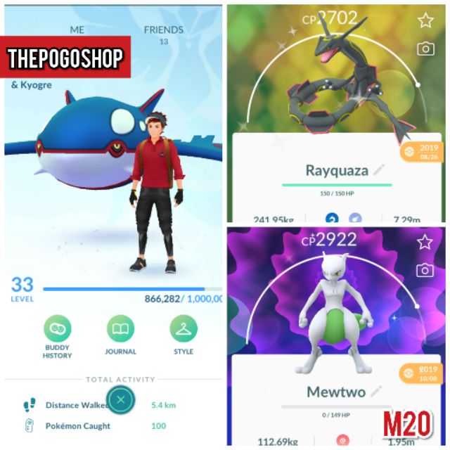 Pokemon Go Account Mystic Lv33 C W Hundo Kyogre Shiny Mewtwo Shopee Malaysia