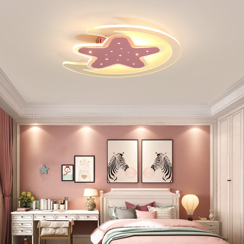 Creative Minimalist Ceiling Light Stars Moon Bedroom Lamp