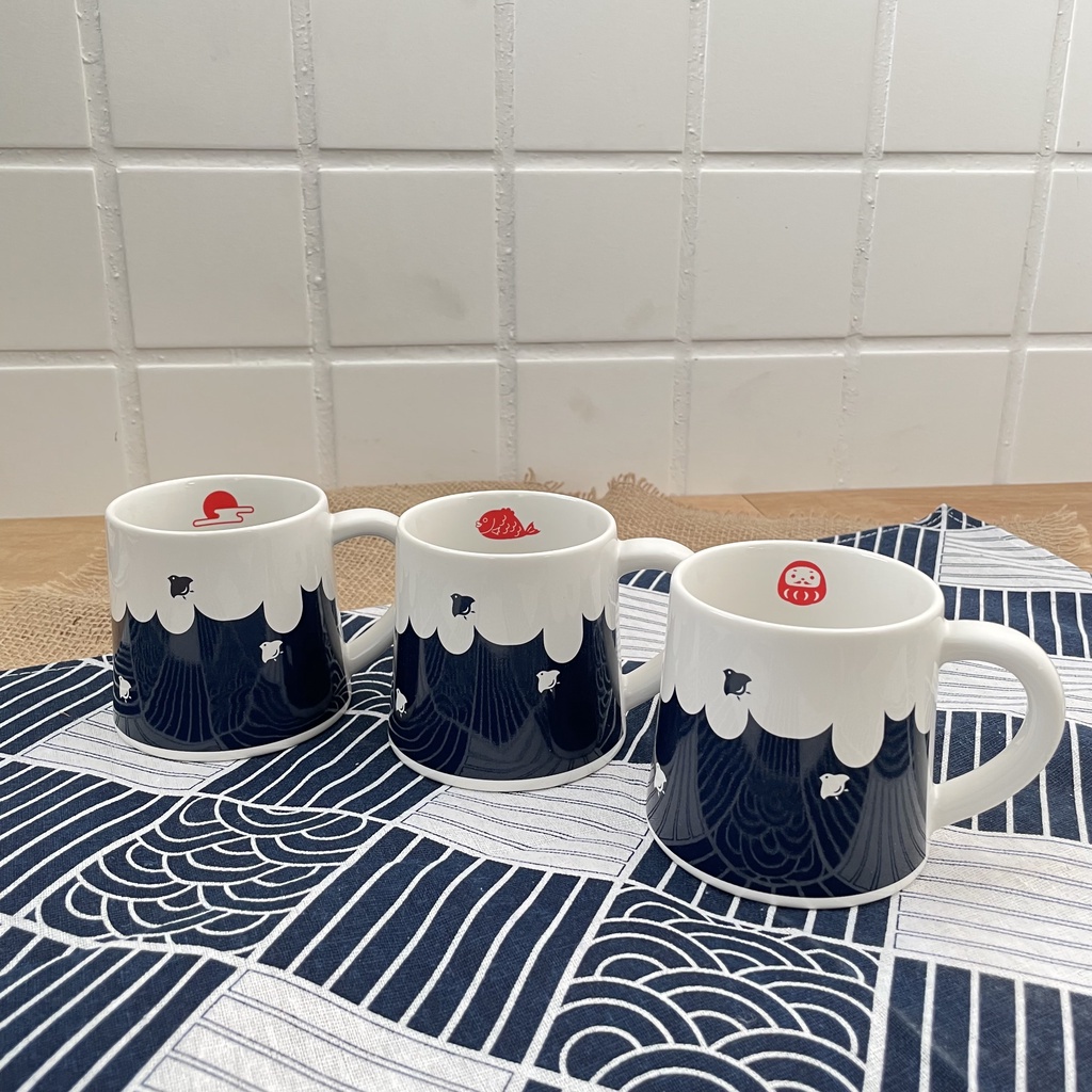 Made In Japan Minoyaki Mount Fuji Mug Gift Dharma Sunrise Taiyu Green New Year Water Cup Ceramic Milk Sakura Shop
