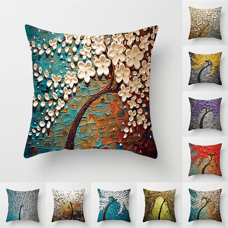 Cotton Linen Bolster Throw Pillow Case Sofa Car Cushion Cover Home