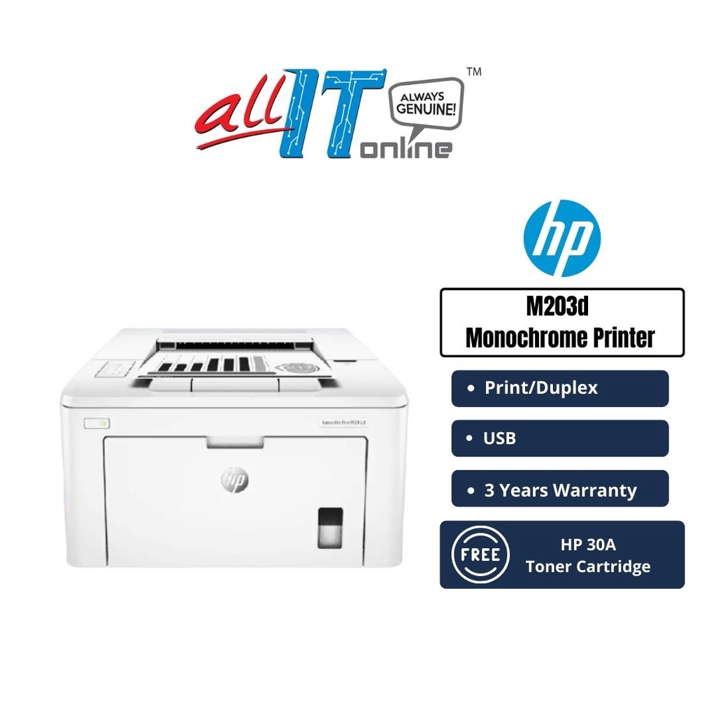 HP LaserJet Pro M203dw / M203dn Monochrome Wireless Printer Shopee Malaysia