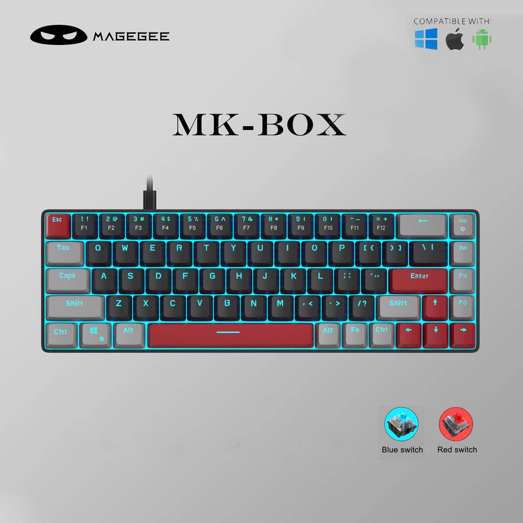 MageGee MKBox 65 Mechanical Keyboard, Wired Gaming Keyboard Blue /Red