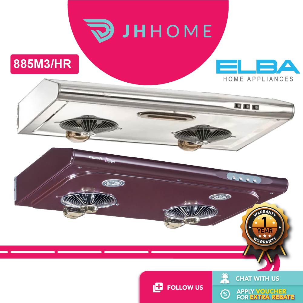 Elba 885M3/HR Slim Cooker Hood 1917/76SS MC Twin Motor Charcoal