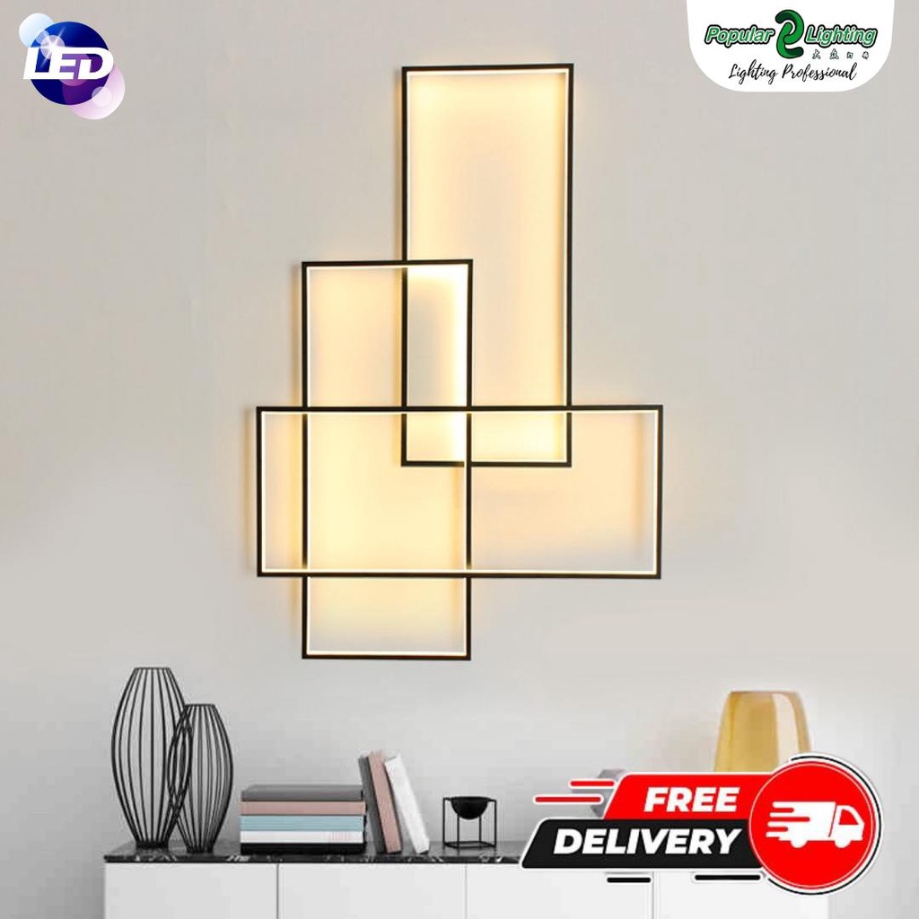 (ONE YEAR WARRANTY) LED Simple Wall and ceiling Light Indoor Bedroom Bedside Aisle Decorative Geometric rectangle Shape