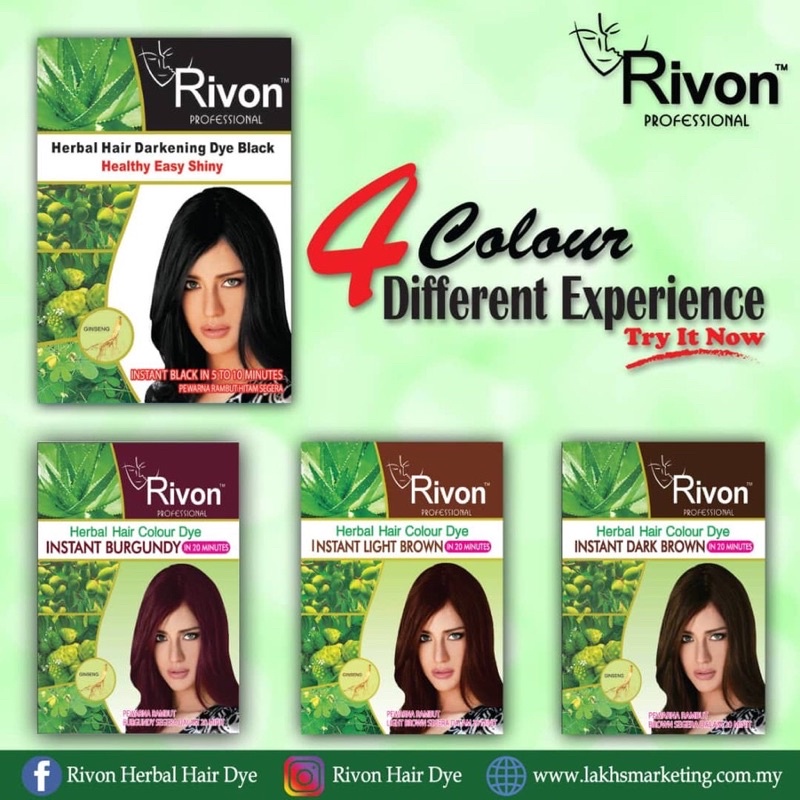 100 Original Rivon Herbal Hair Colour Dye Natural Black Colour