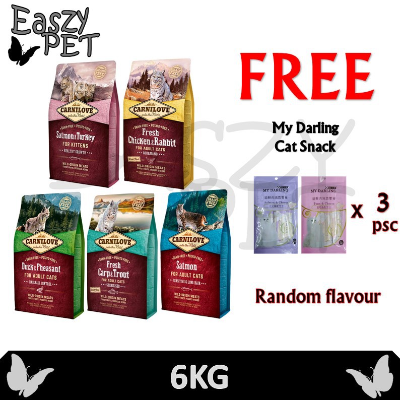 Carnilove Fresh Cat Food 6kg Free My Darling X 3 Randomly Cat Food Pet Food Dry Food Shopee Malaysia