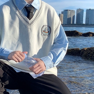 Hong Kong style V-neck men's loose student knitwear vest