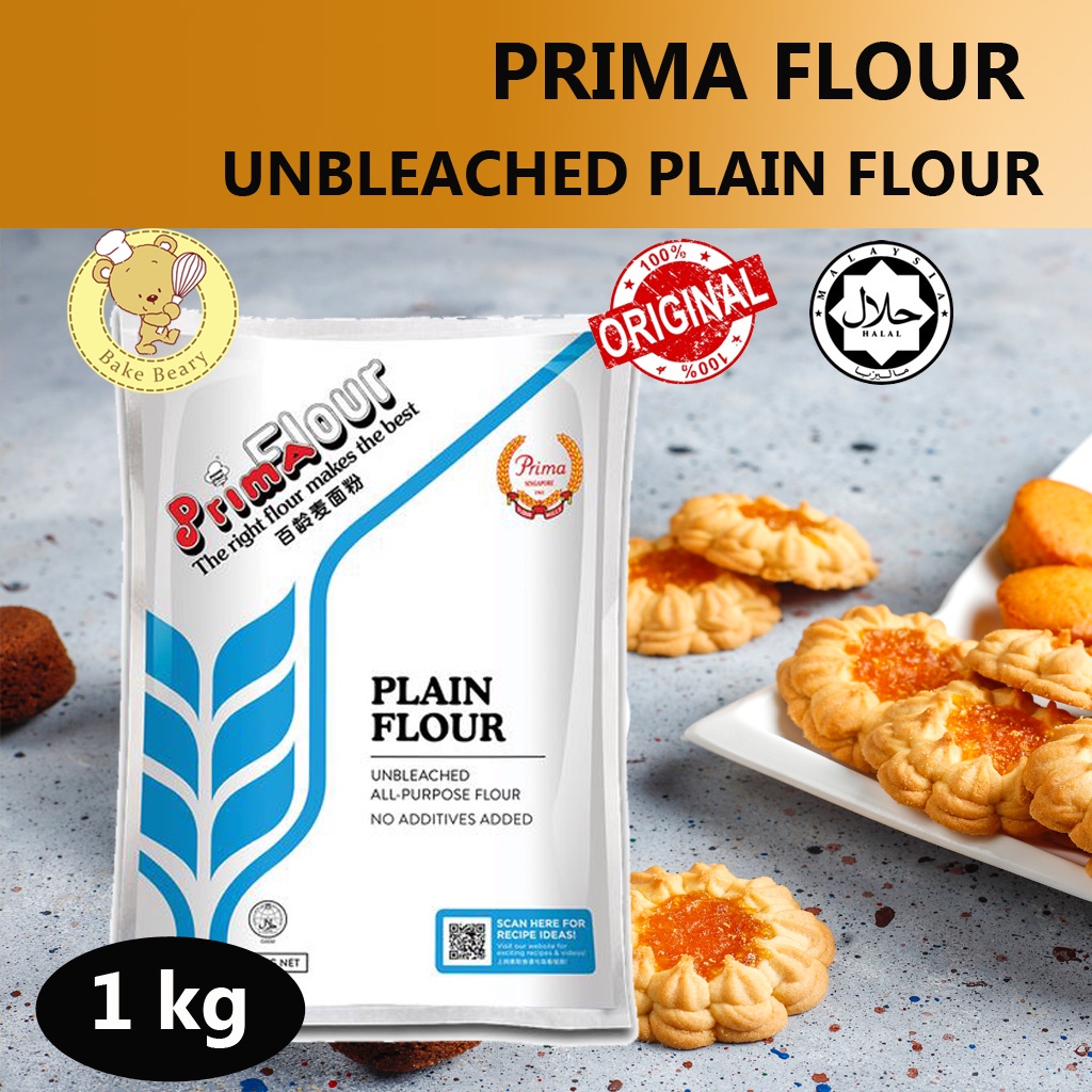 Flour Plain Flour Unbleached PRIMA Brand Original Pack 1kg