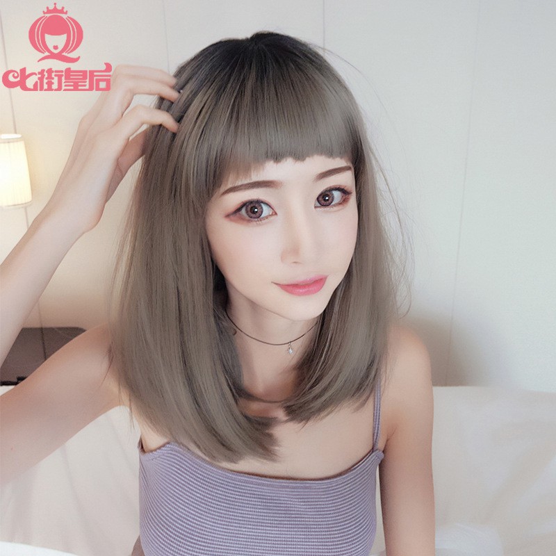 Synthetic Short Bob Hair Ombre Straight Wig Side Part Shopee