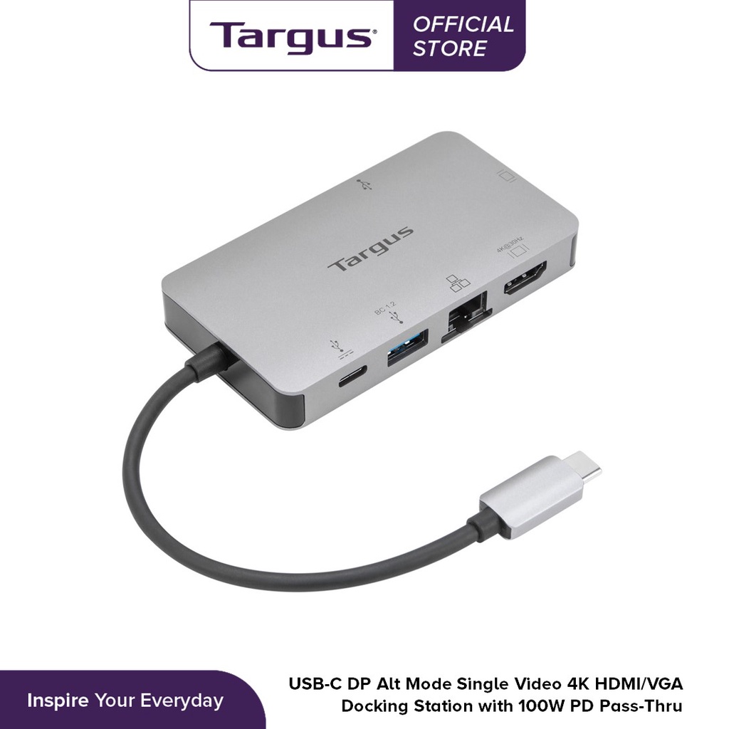 DOCK419 - TARGUS DOCKING STATION WITH 100W POWER DELIVERY USB C, ALT MODE USB C 4K HDMI/VGA