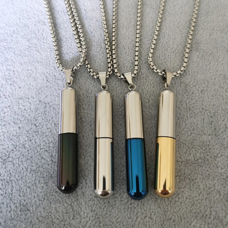 Xinyu20192016 My Creative Can Be Open Perfume Bottle Necklace Fashion Titanium Steel Pendant Pet Cremation Urn Pendants For Ashes Keepsake Memorial Jewelry Simple Commemorative Family Pet Hair And Fetal Necklaces Shopee Malaysia