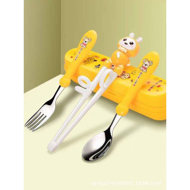 儿童筷子叉勺套#儿童学筷子，四件套，马来西亚现货
