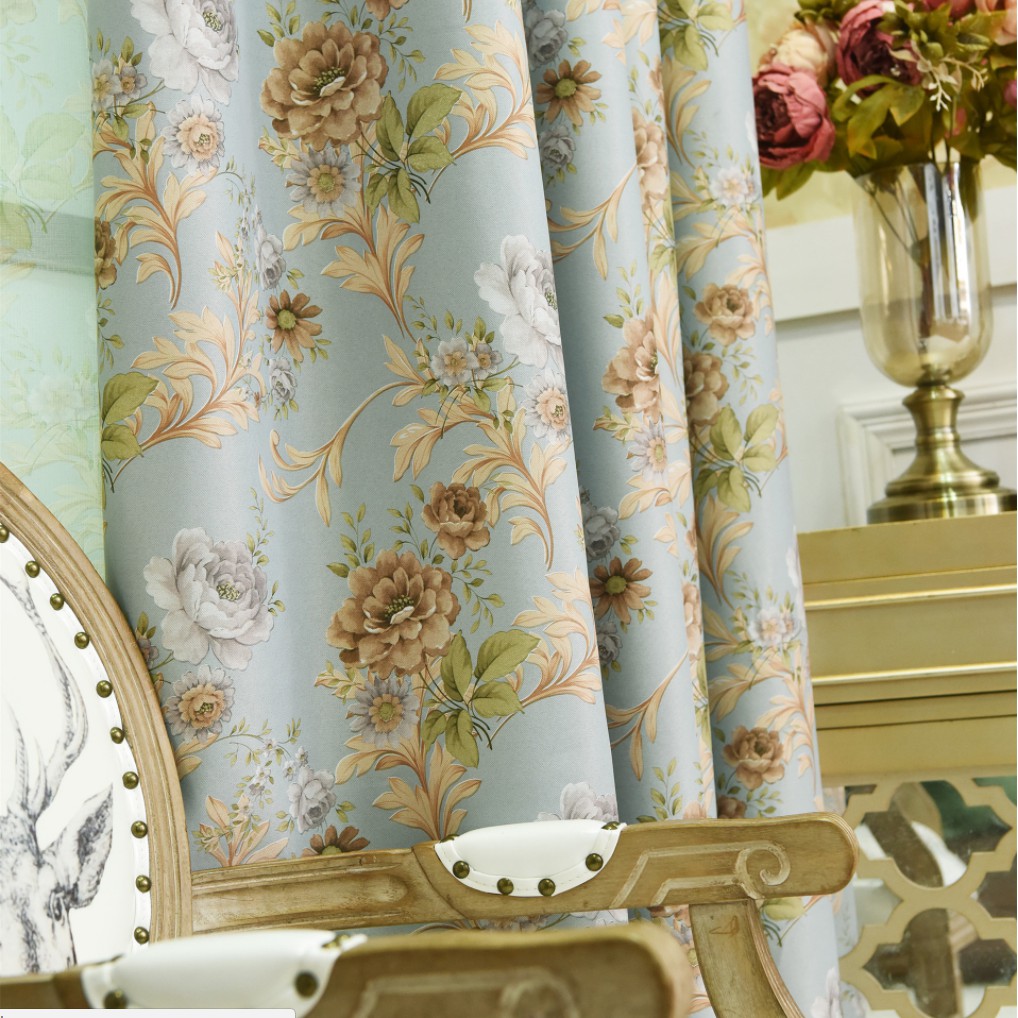 European Floral Curtains For Living Room Luxury Blind Drape Thick Fabric Curtain Shopee Malaysia