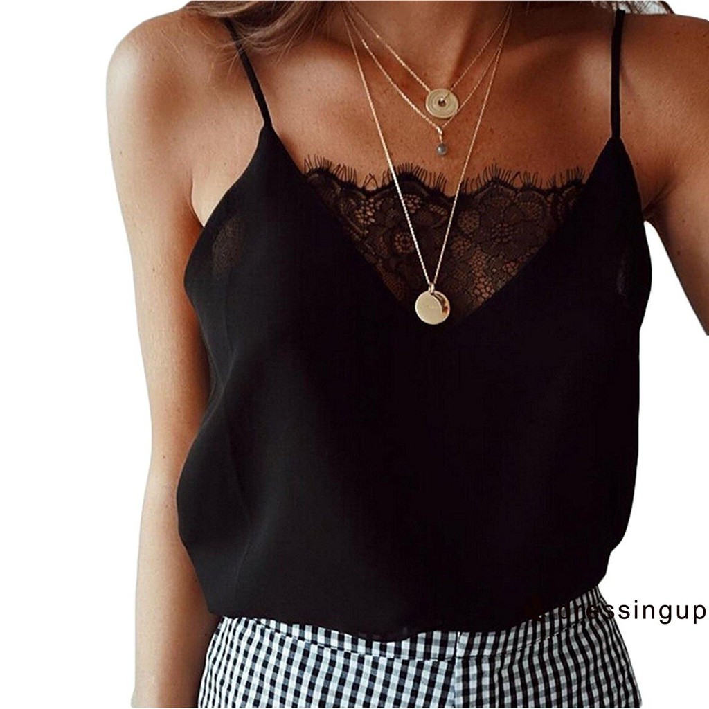 lace trim cami tank top