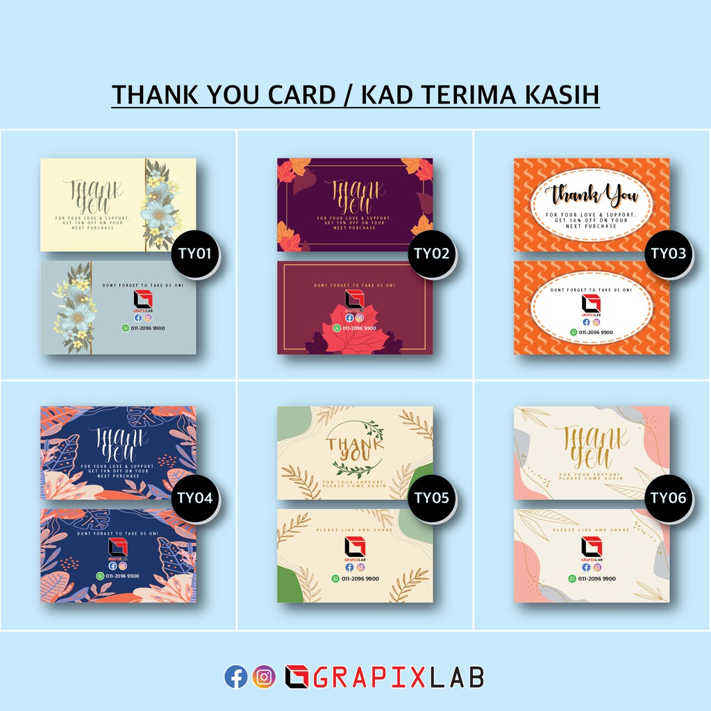 Buy Thank You Card Double Side Details Sendiri Business Card Name Card Kad Nama Murah Seetracker Malaysia