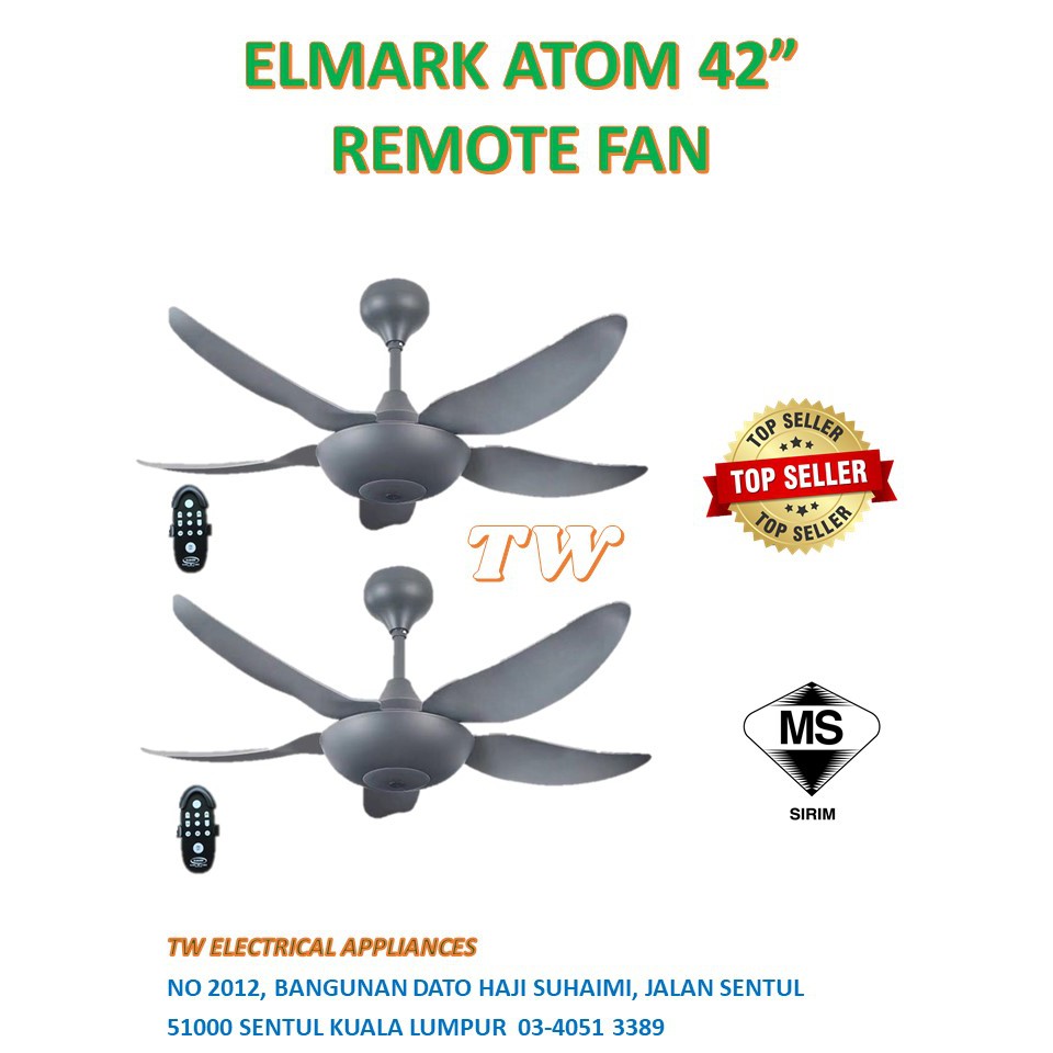 ELMARK CEILING FAN ATOM 42 inch WITH REMOTE CONTROL ELMARK KIPAS SILING