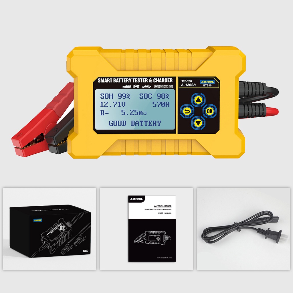 AUTOOL BT380 12V Automotive Smart Battery Tester Analyzer Reverse