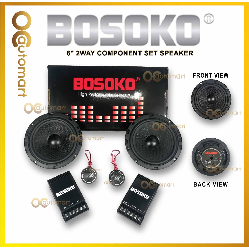 Bosoko 6.5" 2Way Component Set High Performance Car Speaker 180w (S65 Component)