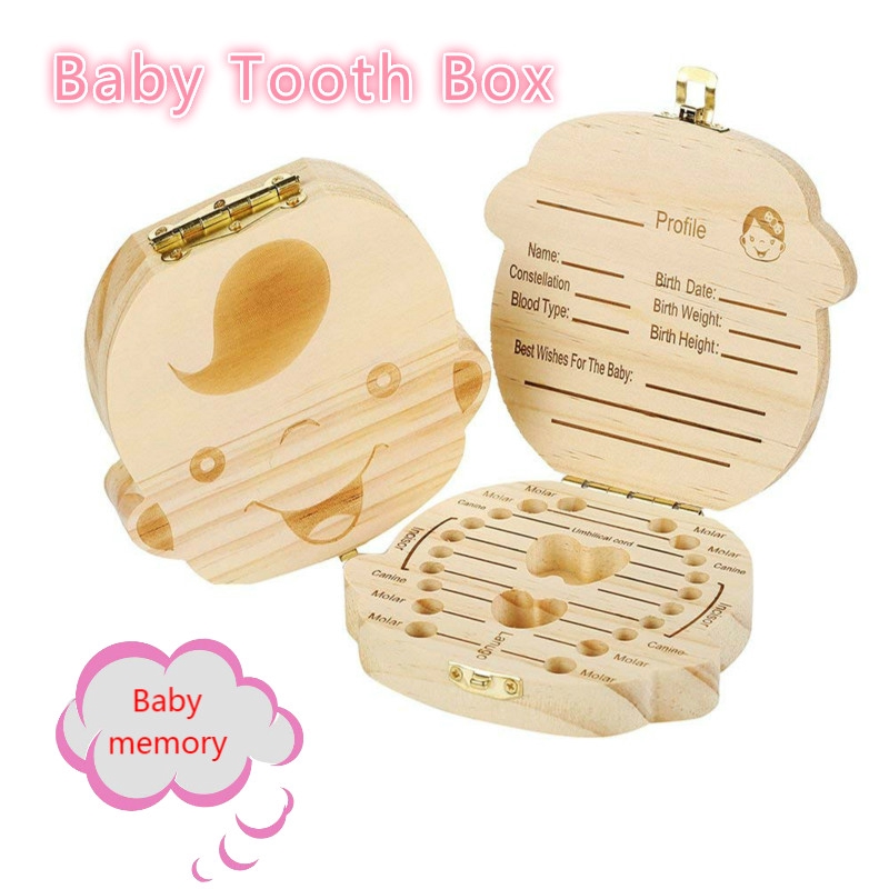 Wooden Tooth Keepsake Box Save Deciduous Teeth Umbilical Cord/Lanugo