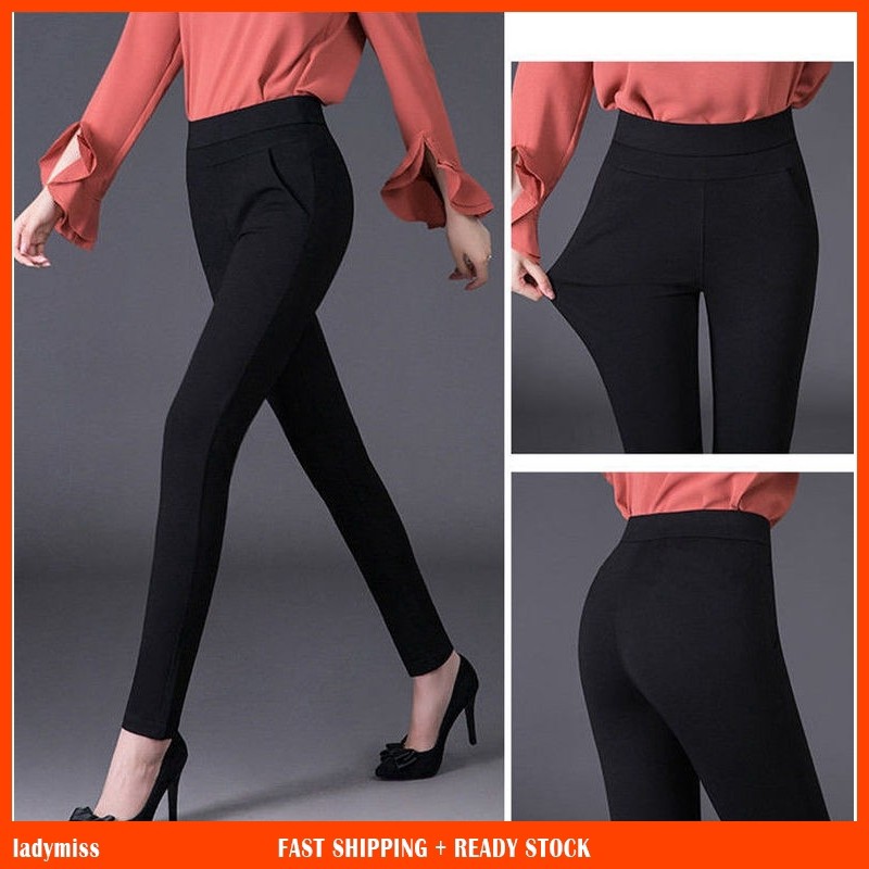 Ready Stock M-4XL Women Pants Sukan Vintage Black Straight ...