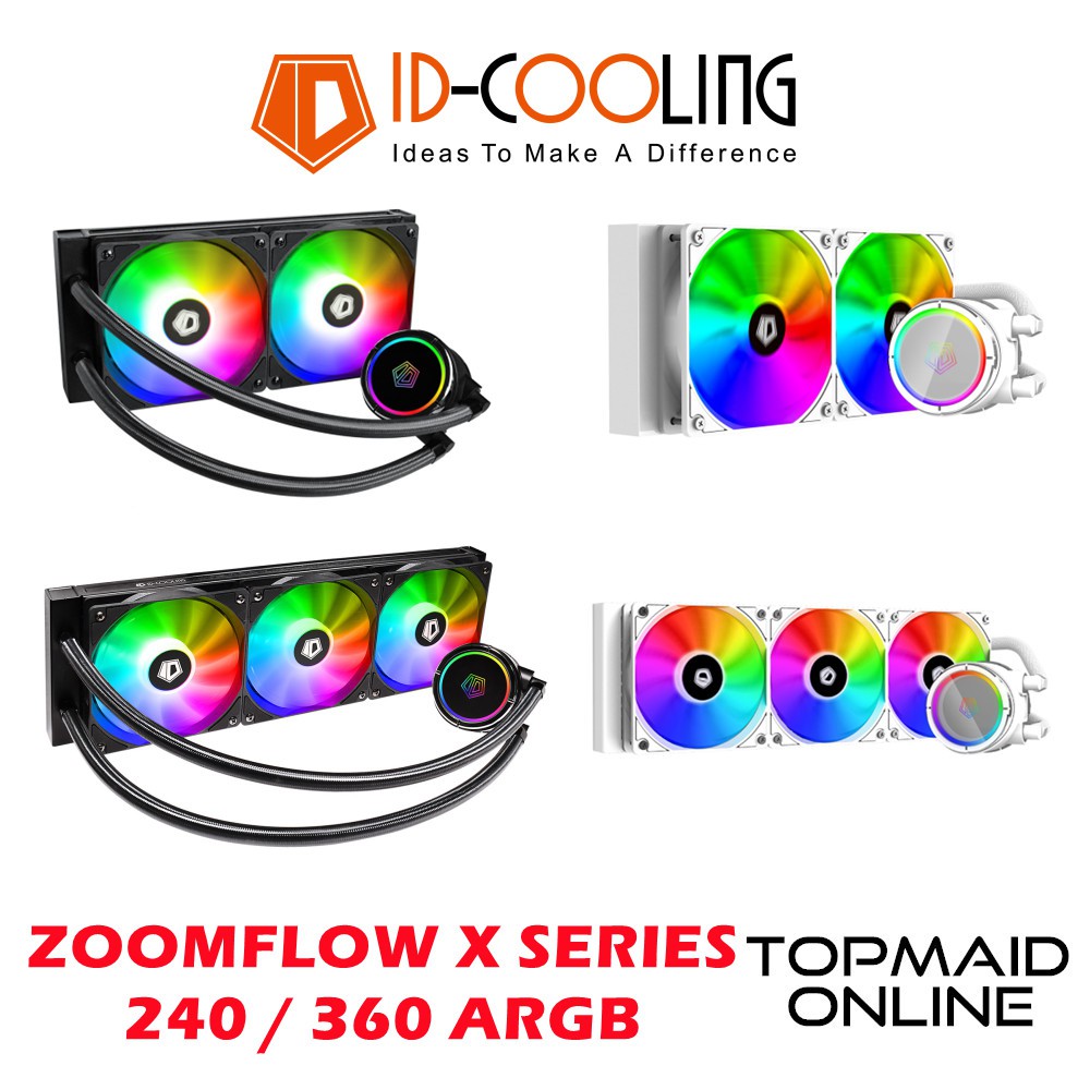 ID- COOLING ZOOMFLOW 240X / 360X ARGB CPU ALL IN ONE LIQUID COOLER ...