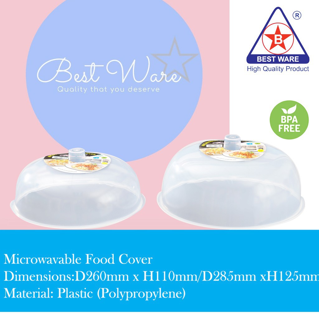 Bestware Transparent Food Cover / Microwave Plate Cover / Microwave Splatter Cover Lid / 10" / 11" / Tudung Saji Plastic