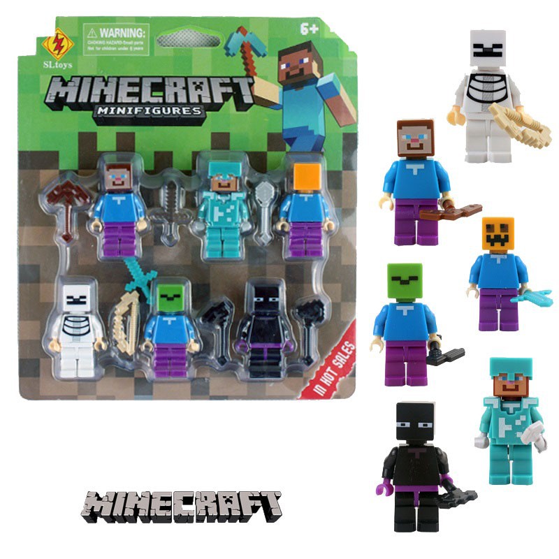 6pcs set minecraft figure toys set with weapons mini action figures kids game toys gifts