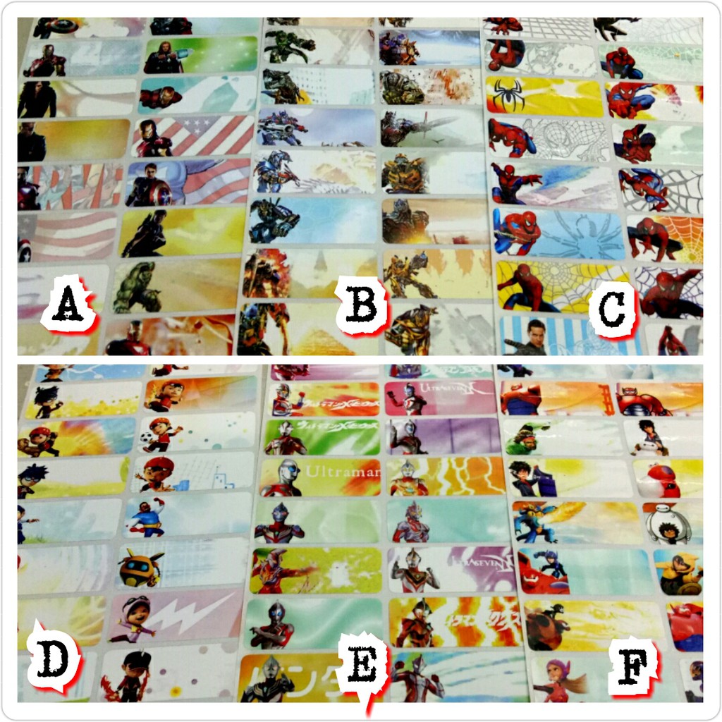 Sticker Nama Cartoon FOR BOYS Large 46x18mm 30 pieces | Shopee Malaysia