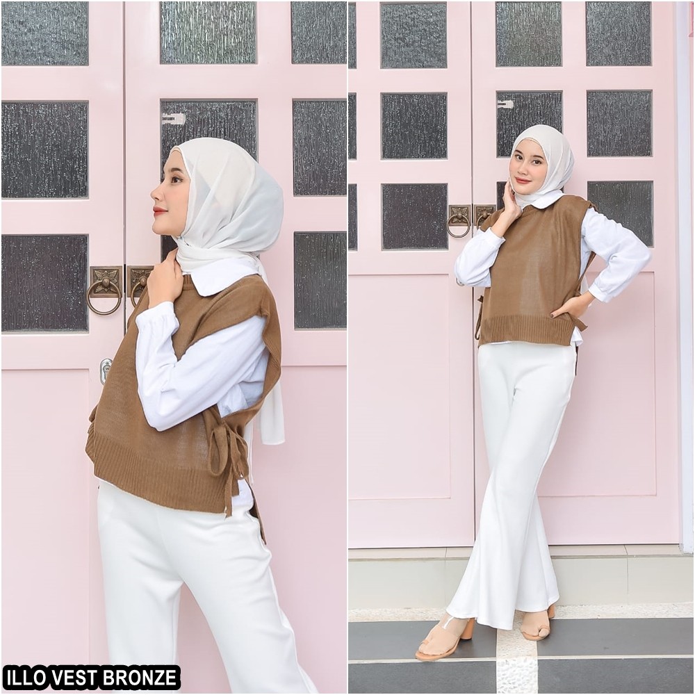 Illo Plain Women S Knitwear Vest Outer Hijab Outfit Latest Shopee Malaysia