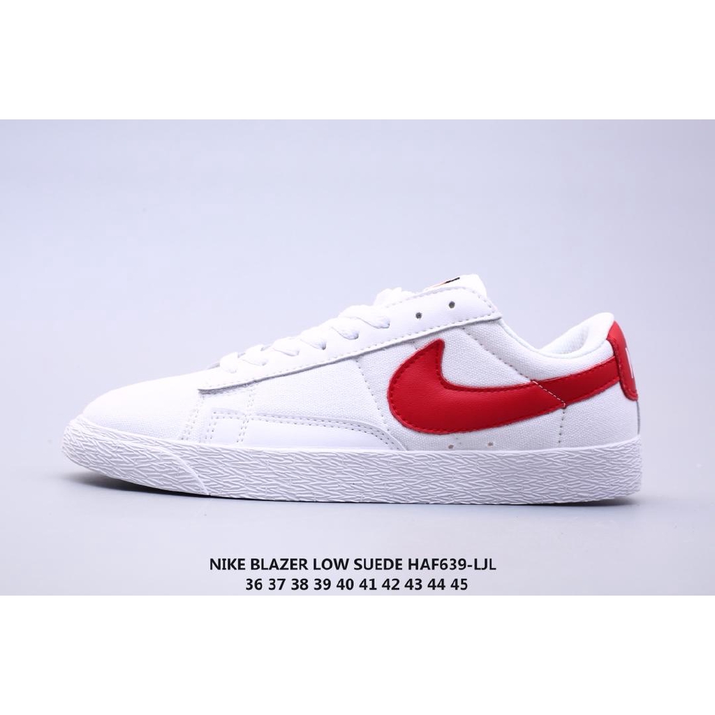 nike blazer low white red