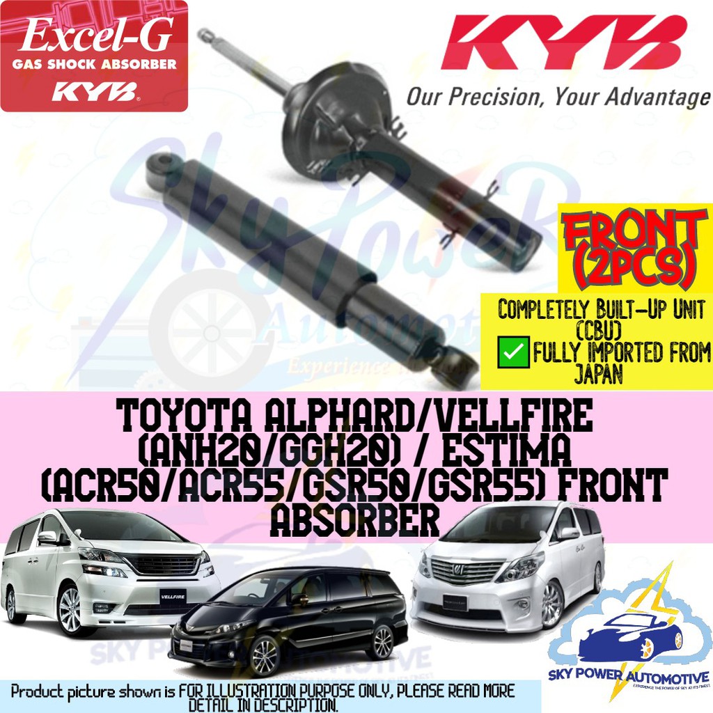 Toyota Alphard Vellfire Anh20 Ggh20 Estima Acr50 55 Gsr50 55 Kayaba Kyb Excel G Gas Shock Absorber Front 2pcs Shopee Malaysia