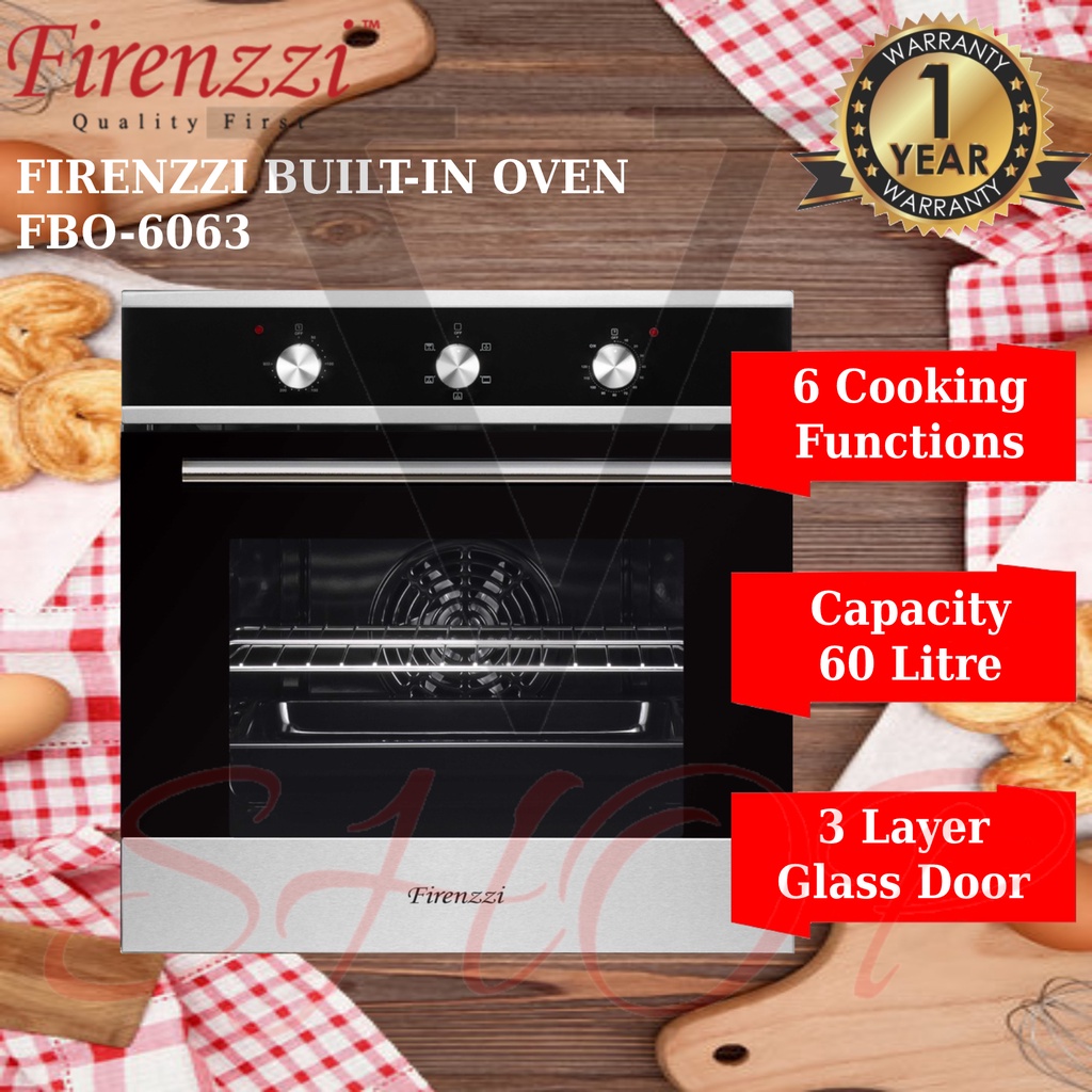 FIRENZZI 60L ELECTRICAL BUILTIN OVEN WITH 6 COOKING FUNCTIONS FBO6063