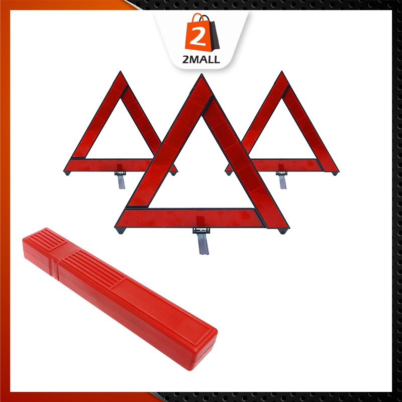 2MALL Car Warning Safety Road Triangle Bar Sign Emergency Reflective Kit Exclamation Mark Lampu Segitiga Kecemasan