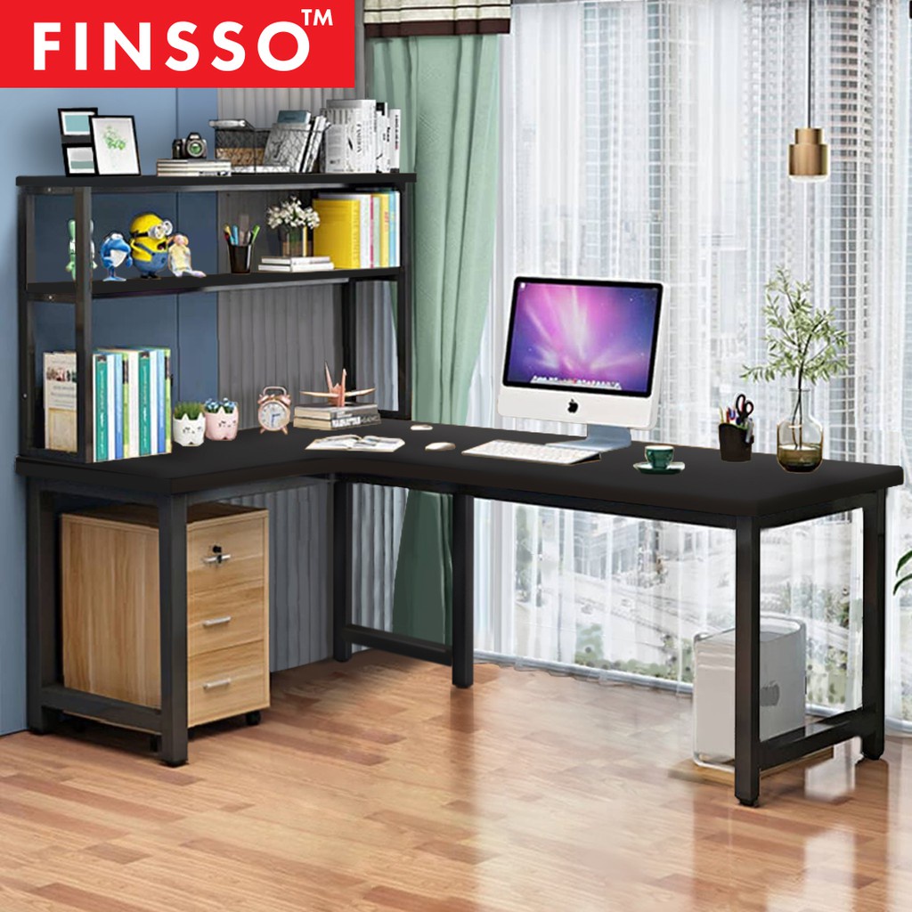 [READY STOCK] FINSSO: ANABILE L-Shape Study Table/ Table Rack/ Mobile Pedestal