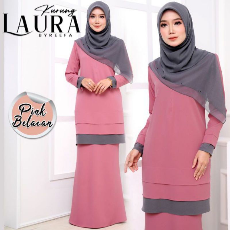 Kurung Laura Pink Belacan Shopee Malaysia