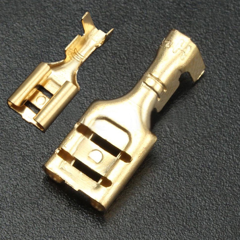 4.8mm 6.3 mm Female Speaker Clip Transparent Cover Gold Brass Car Speaker Electric Wire Crimp Terminal Connector