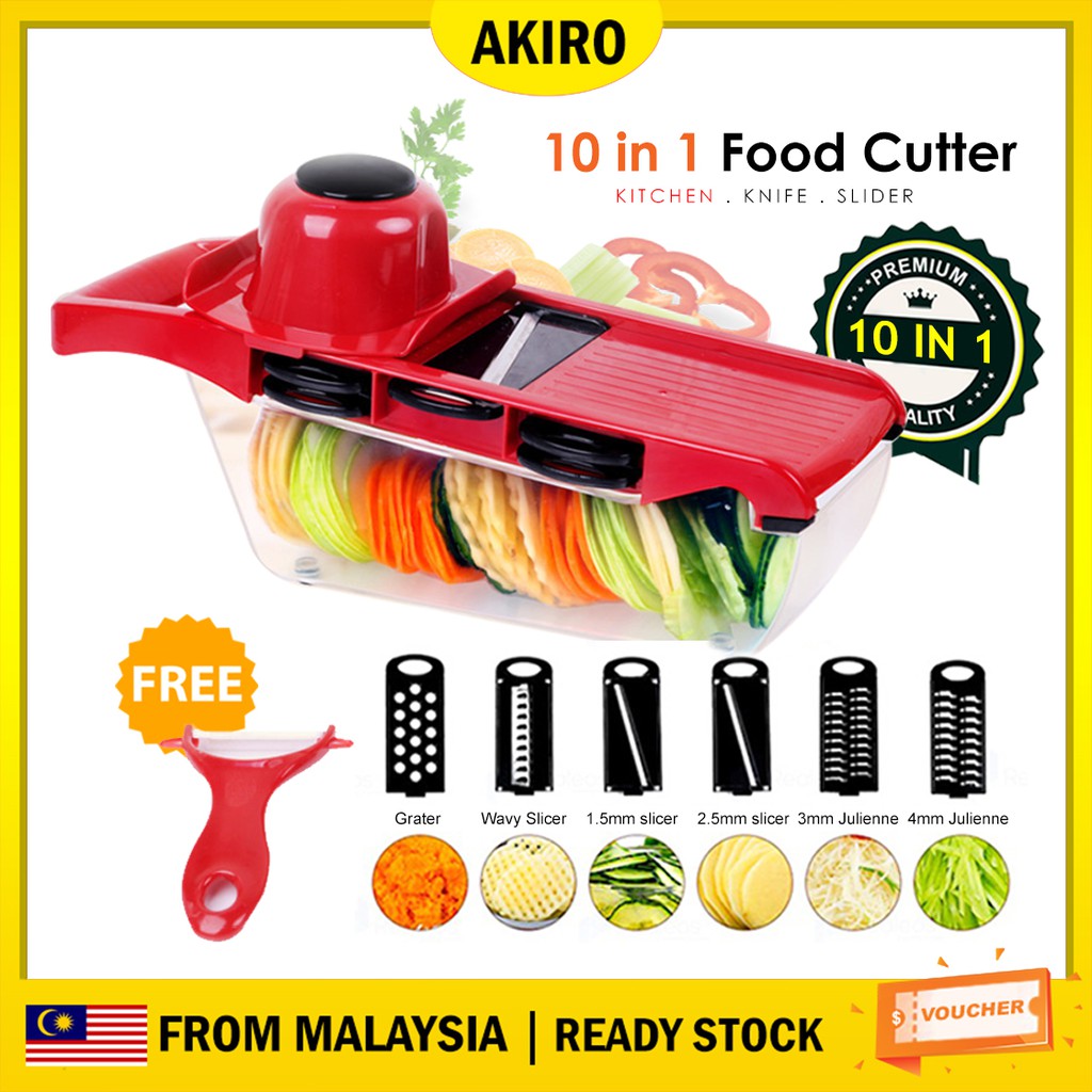 AKIRO 10 in 1 Top Quality Safe Super Sharp Blades Vegetable Slicer Set Food Preparation Tool