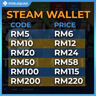 🔥  𝗦𝘁𝗲𝗮𝗺 𝗪𝗮𝗹𝗹𝗲𝘁 𝗖𝗼𝗱𝗲【PRICE IS NOT RM1!!】(MY Region Only) 🔥 【RM5 / RM10 / RM20 / RM50 / RM100 / RM200】