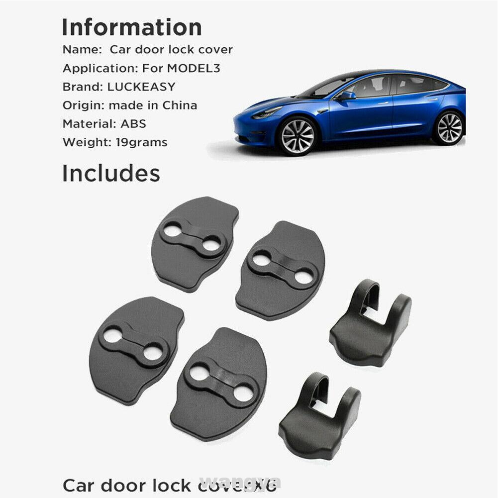 6pcs Set Car Door Lock Cover Dust Proof Protection Cap Decoration Accessories Replacement Hardware For Tesla Model 3