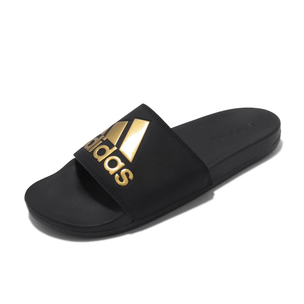 adidas slippers black and gold