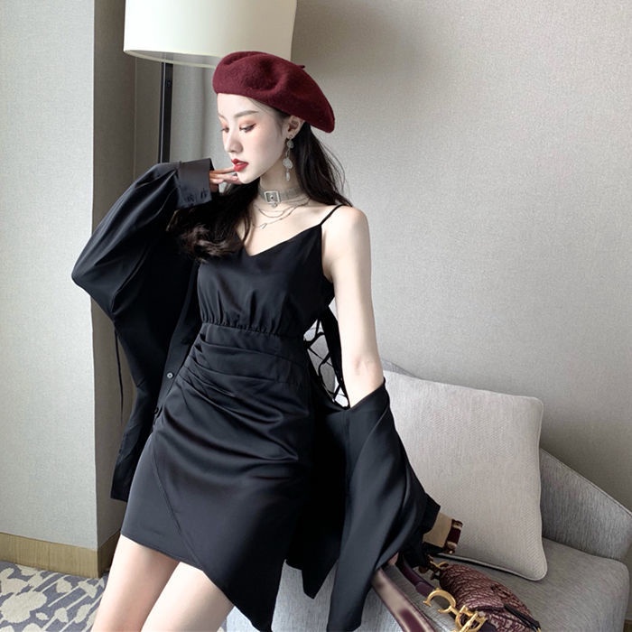 Fashion Korean Version Two-Piece Women's Clothing Temperament Hollow Off-the-Shoulder Sunscreen Cardigan+Irregular Slimm