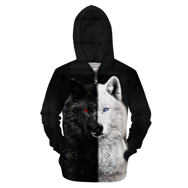 yin and yang wolf hoodie